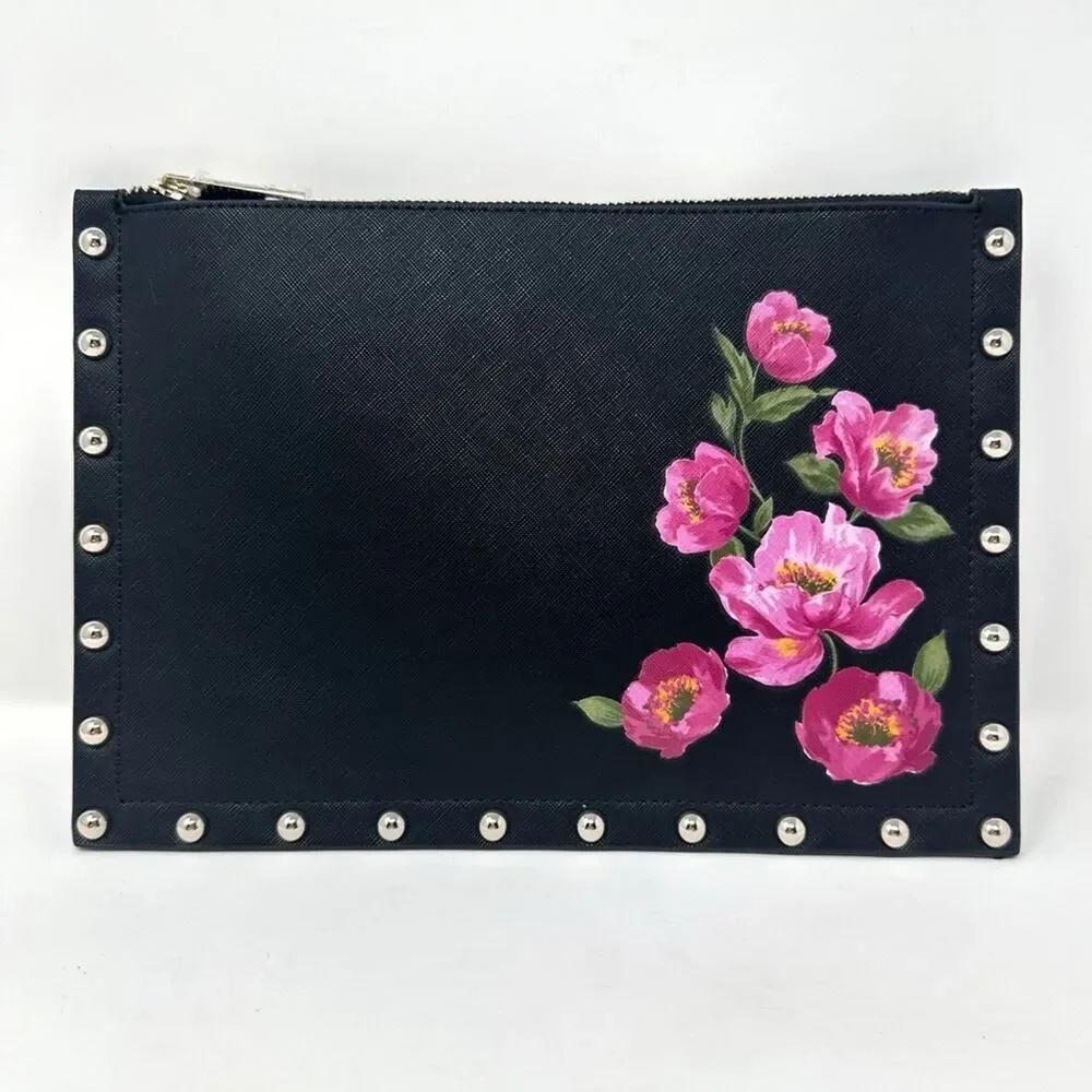 WHITE HOUSE BLACK MARKET FLORAL STUDDED POUCH BAG CLUTCH WITH STRAP - Picture 8 of 8